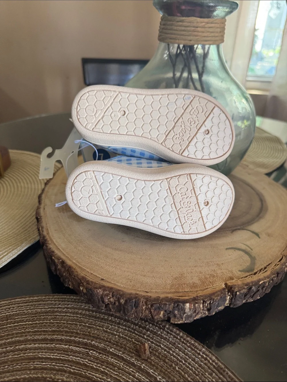 ***2/$15*** Cat & Jack Light Blue Gingham Velcro Sneakers